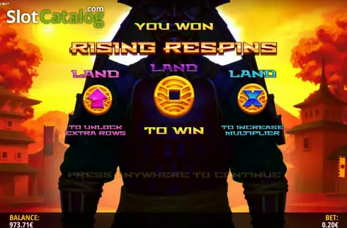 Οθόνη7. Rising Samurai: Hold and Win Κουλοχέρης