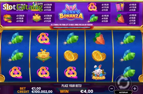 Οθόνη3. Bunny Bonanza (Jogo Global) Κουλοχέρης