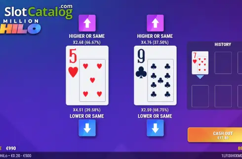Οθόνη3. Million HiLo Κουλοχέρης 