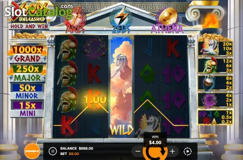 Οθόνη3. 3 Gods Unleashed: Hold and Win Κουλοχέρης