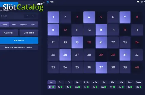 Οθόνη2. Keno (Rainbet Originals) Κουλοχέρης