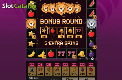 Οθόνη3. Lion Zama Fruits Bonus Spins Κουλοχέρης