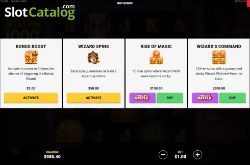 Οθόνη5. Wizard 1000 Κουλοχέρης