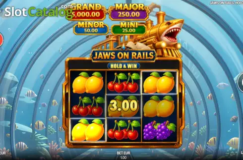 Οθόνη3. Jaws on Rails: Hold and Win Κουλοχέρης